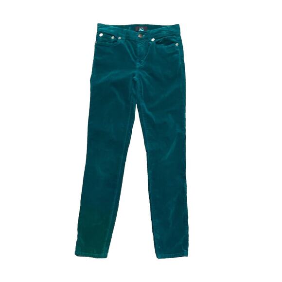 J Crew Womens 25 Straight Leg Pants Garment Dyed Stretch Velvet Emerald Green - Picture 2 of 4